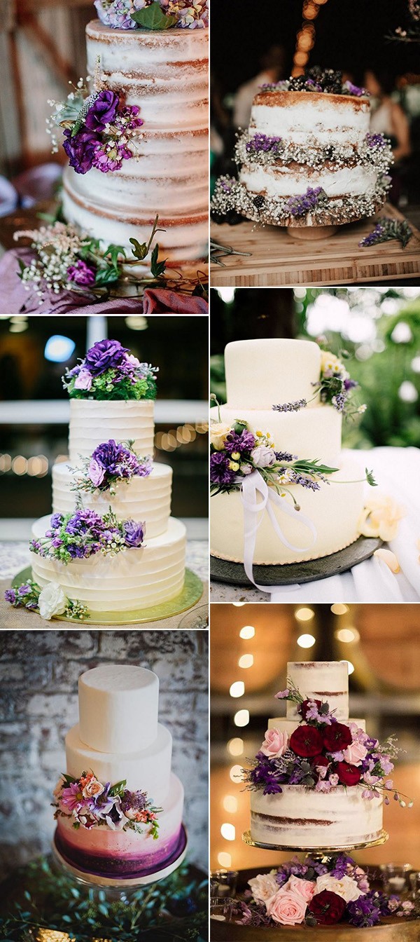 purple themed fall wedding cakes