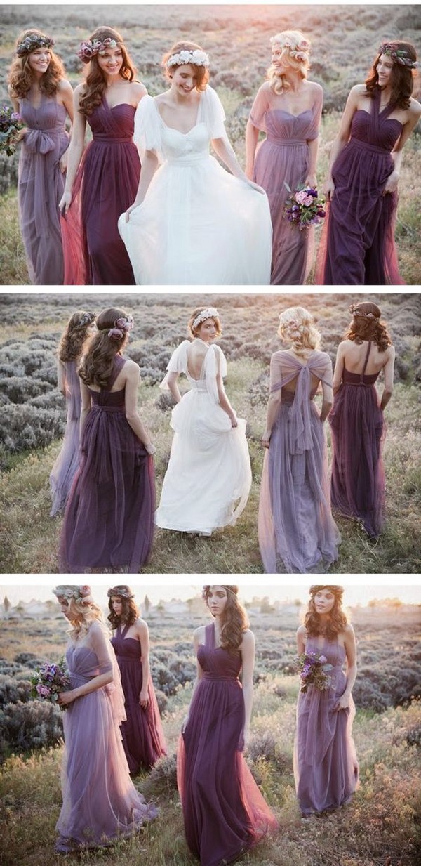 shades of purple bridesmaid dresses