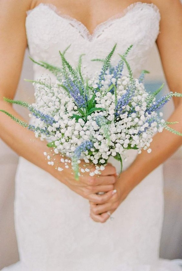 Baby breath and lilac wedding bouquet ideas