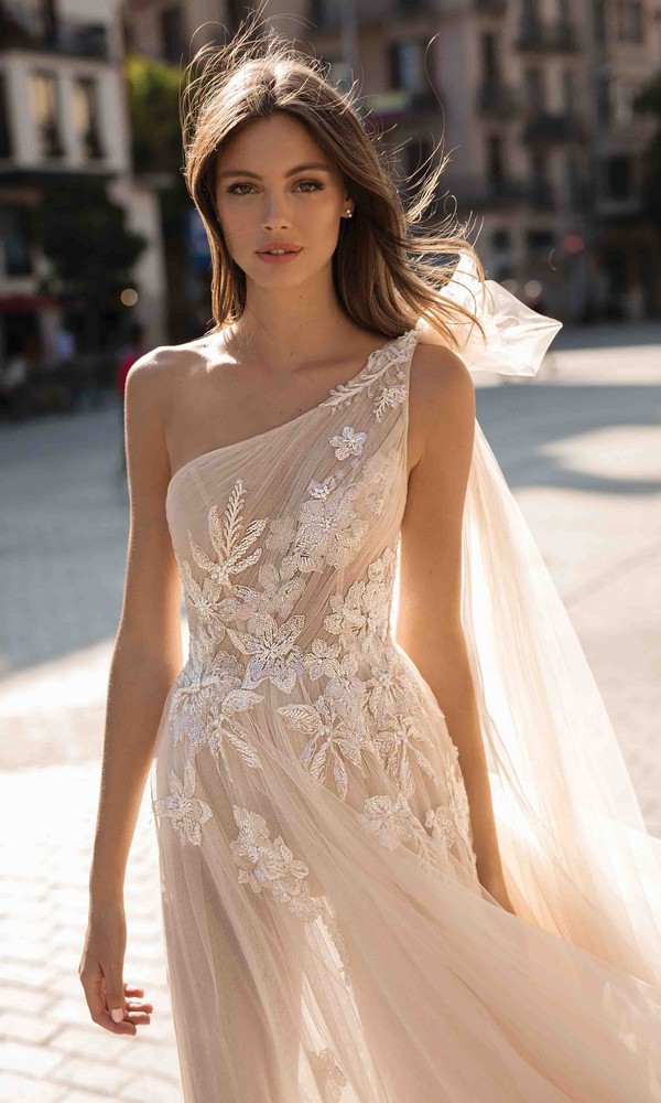MUSE by Berta Dionne One Shoulder Wedding Dress 2019 Barcelona Collection
