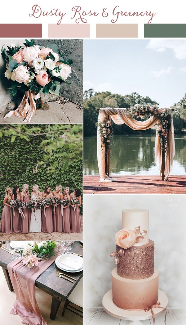 dusty rose and greenery wedding color ideas