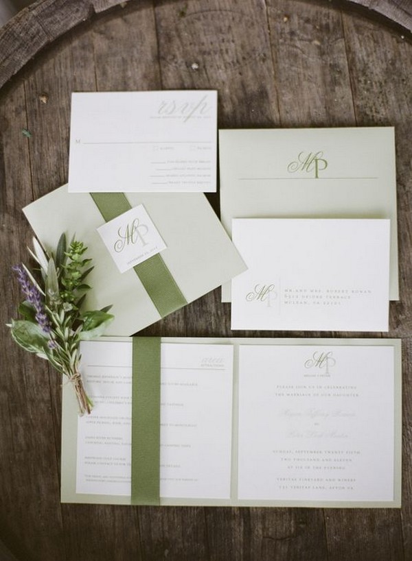 olive green wedding invitations 2