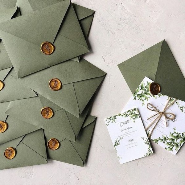 olive green wedding invitations
