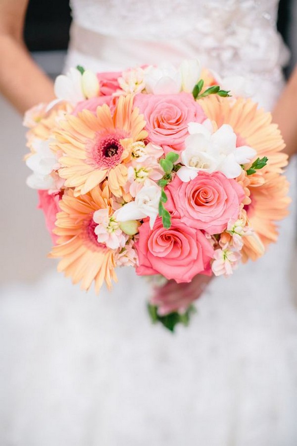pink and cream summer wedding bouquet
