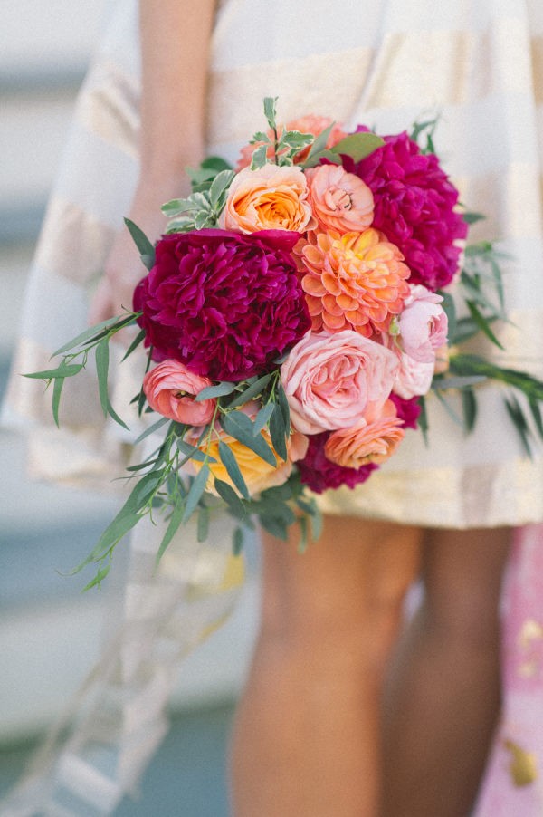 shades of pink summer wedding bouquet