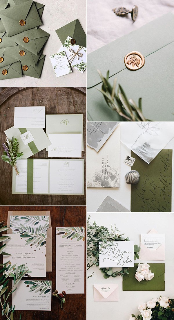 trending olive green wedding invitations for 2019