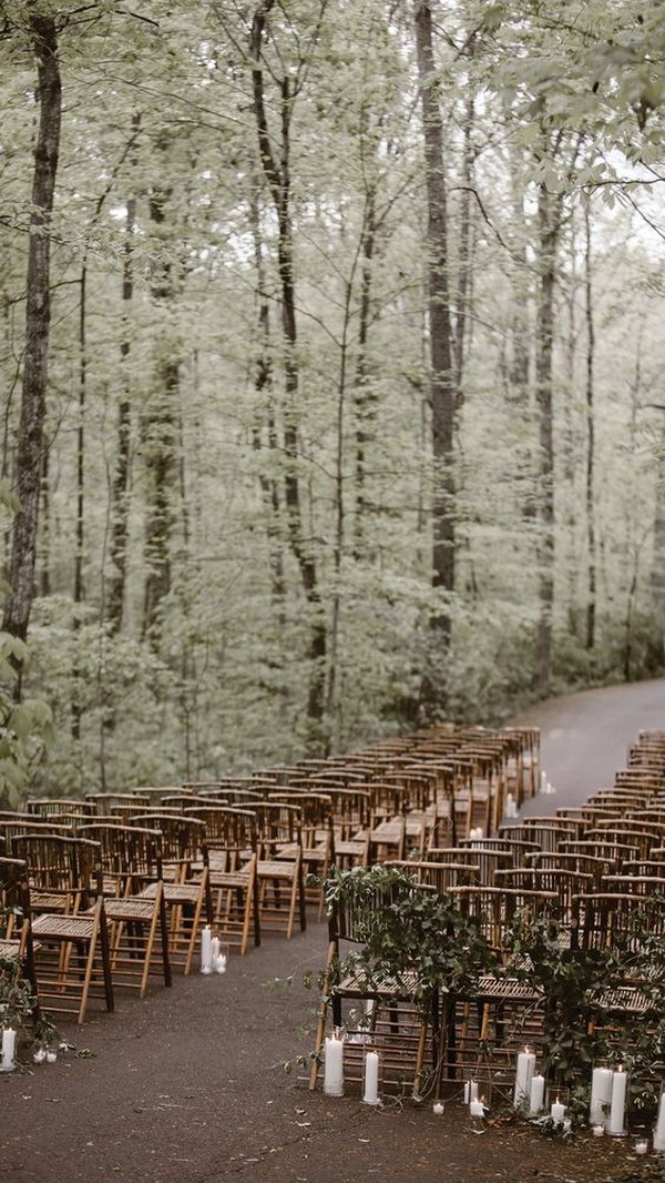 boho chic woodland wedding ceremony seating ideas