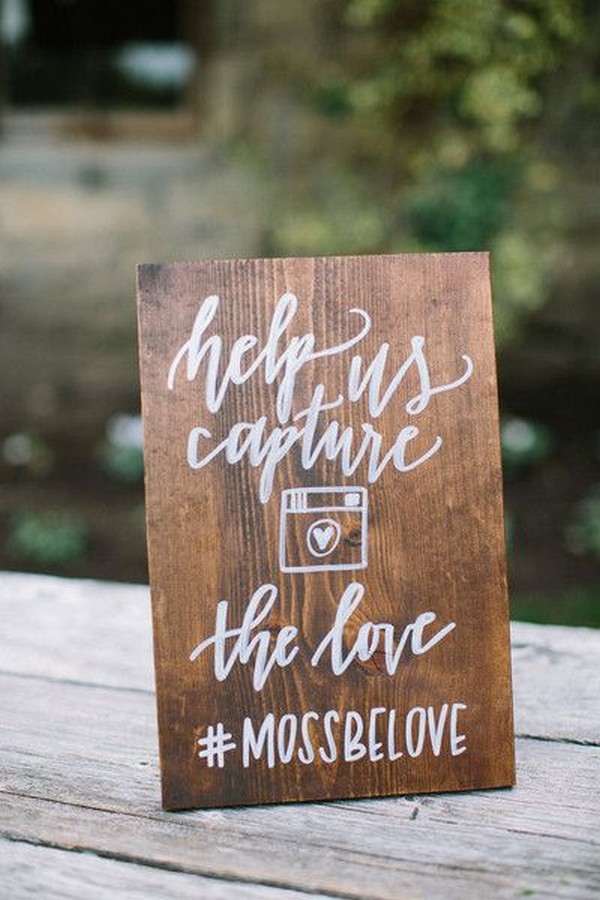 calligraphy wedding instagram hashtag sign ideas
