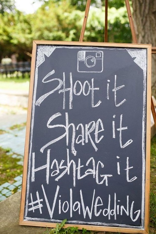 chalkboard wedding hashtag sign ideas