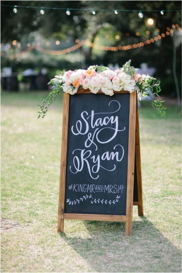 chic rustic framed wedding hashtag sign