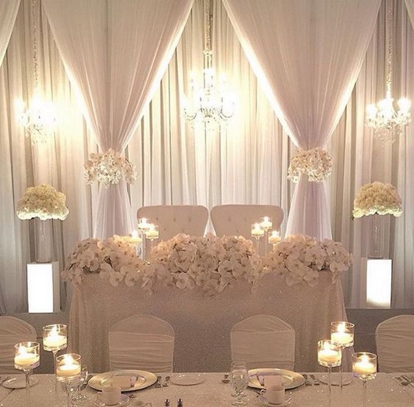 elegant wedding head table backdrop decorations