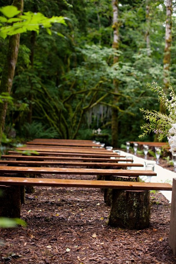 forest wedding ceremony seating ideas