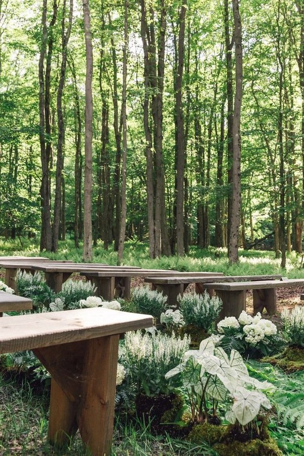 forest wedding ceremony seating