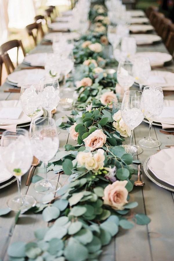 greenery and floral garland wedding table runner