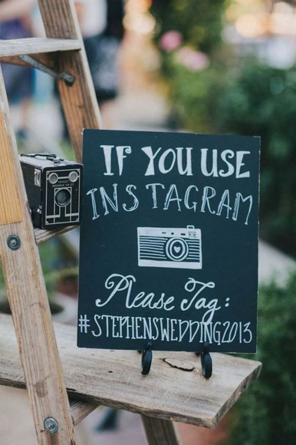 rustic chalkboard wedding instagram hashtag ideas