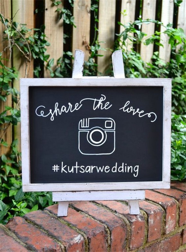 rustic wedding hashtag sign ideas