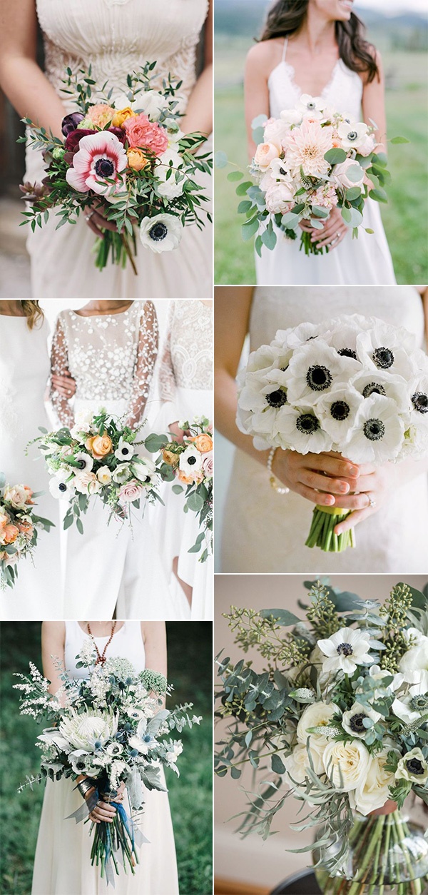 trending anemones wedding bouquets for 2019