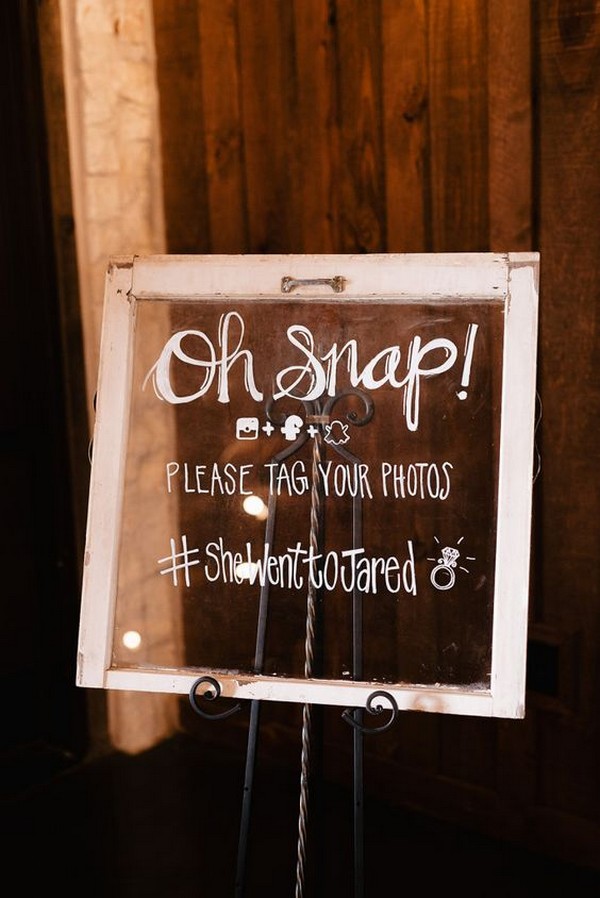 vintage rustic wedding hashtag sign ideas