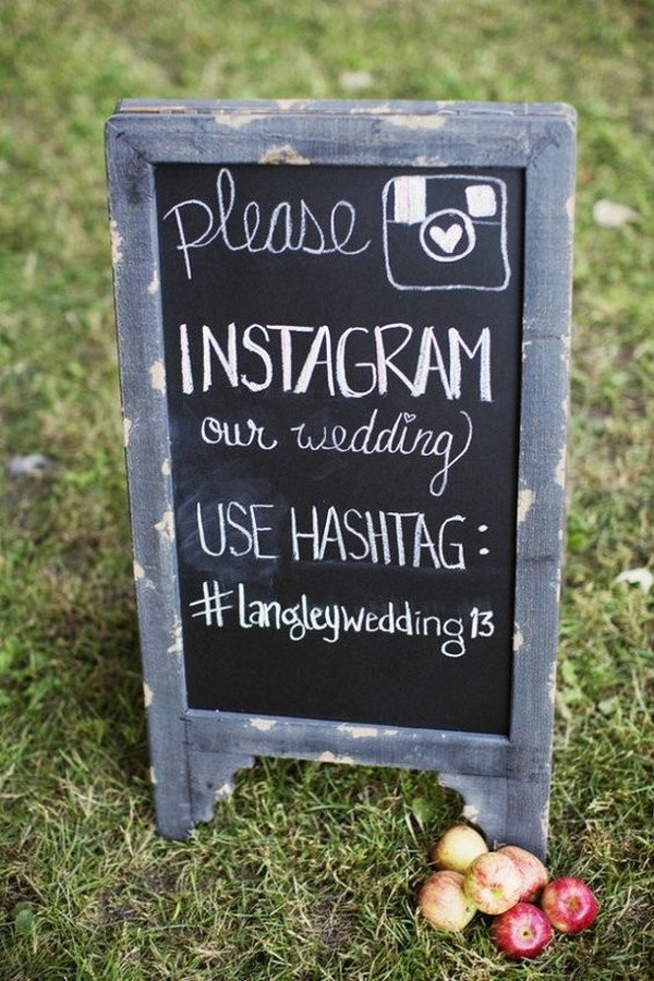 vintage rustic wedding hashtag sign