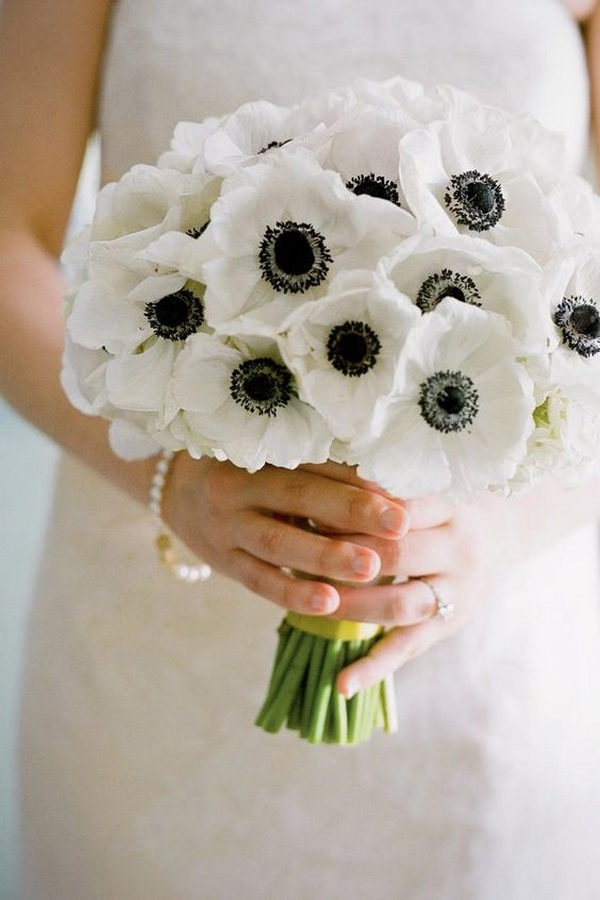 white anemone wedding bouquet