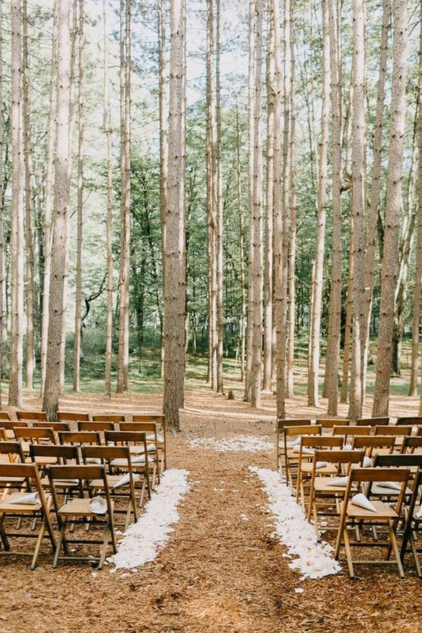 woodland forest wedding ceremony settings