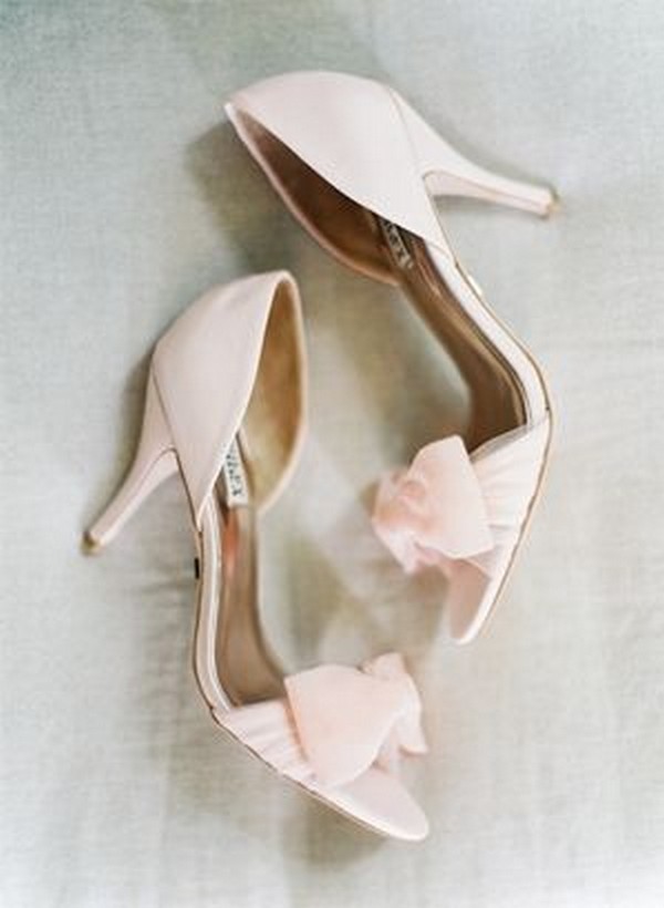 blush pink low heel wedding shoes