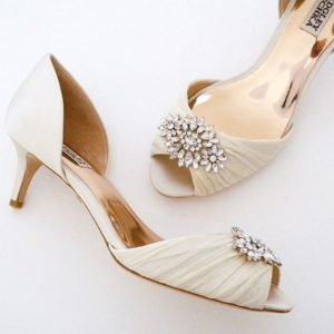 Elegant Ivory Low Kitten Heel Wedding Shoes 300x300 