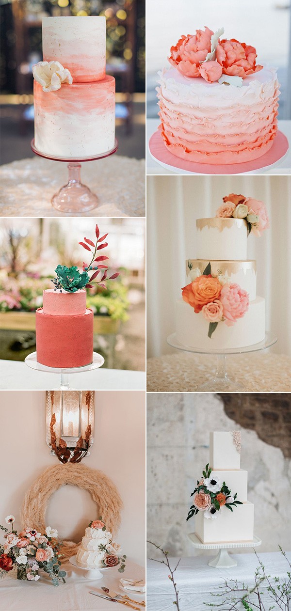trending coral wedding cakes for 2019