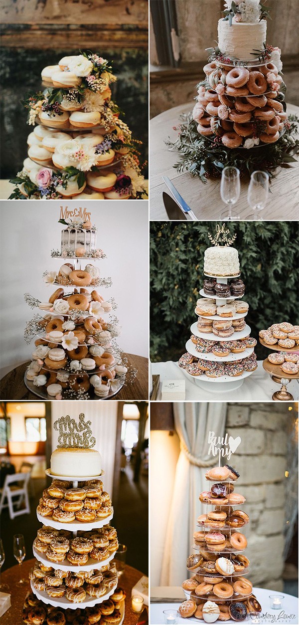 budget friendly wedding cake ideas with donut tower for 2019 trends