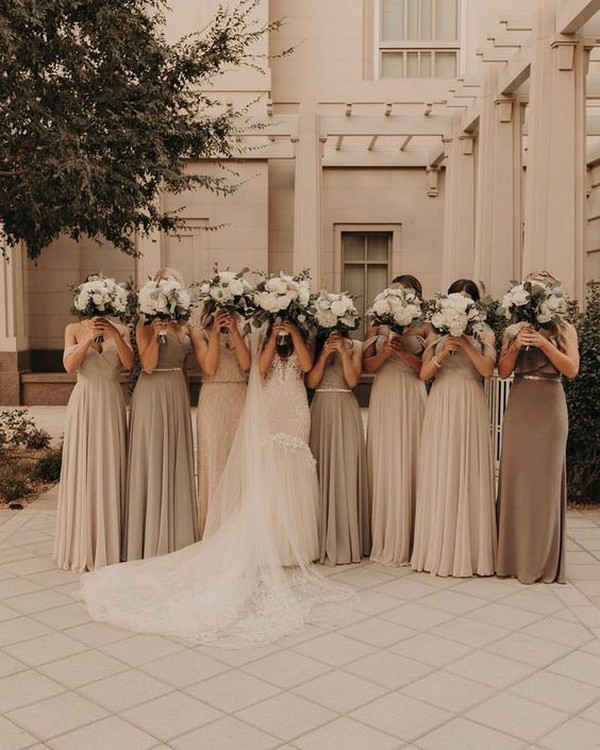neutral colored bridesmaid dresses