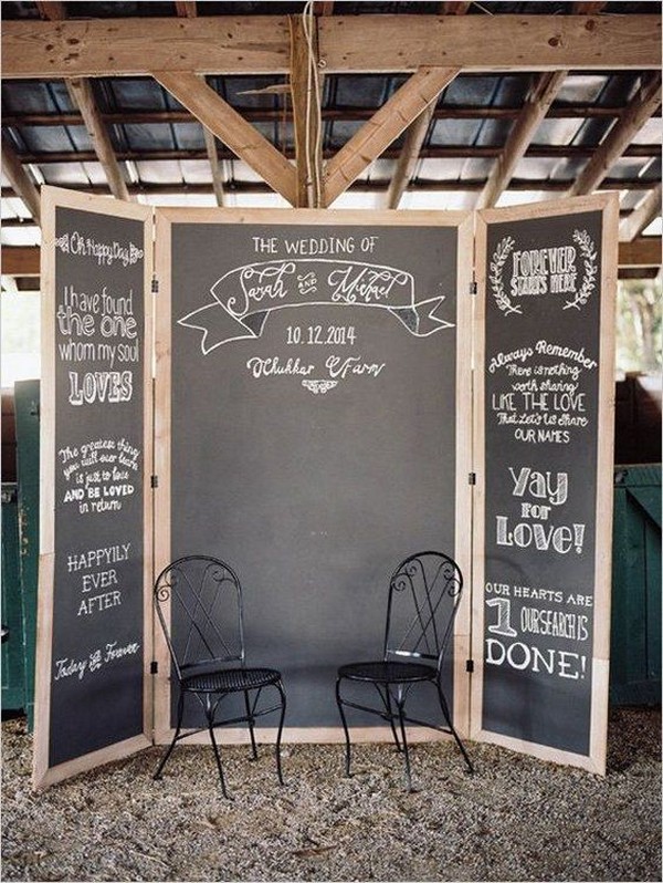rustic chalkboard wedding photo booth backdrop