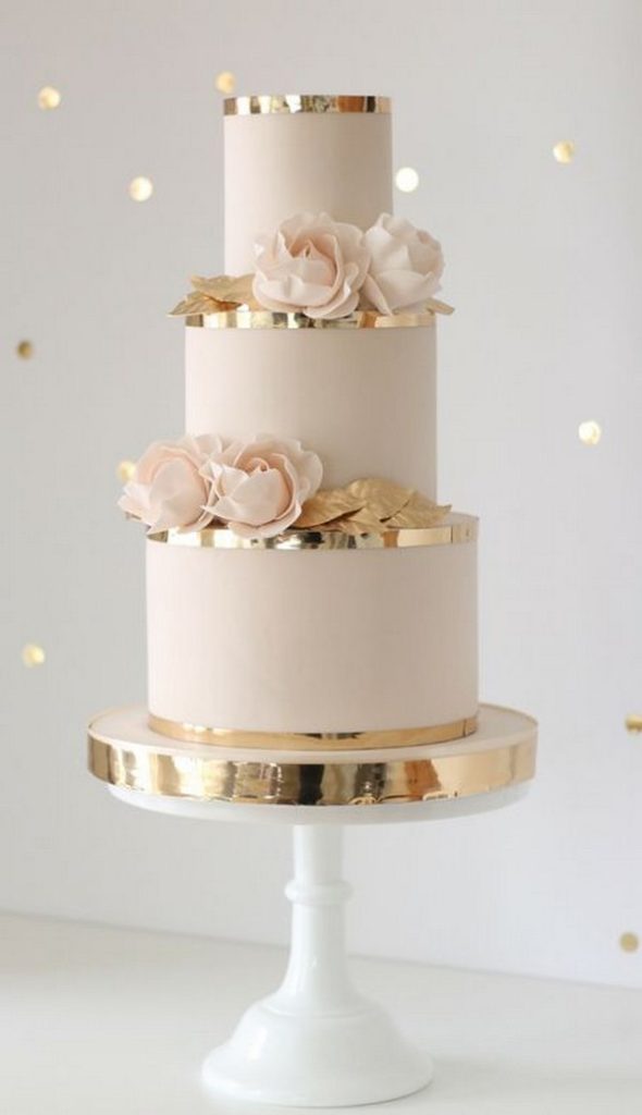 Blush Pink And Gold Wedding Cake Ideas 590x1024 