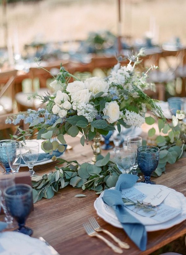 soft blue green and white wedding centerpiece ideas