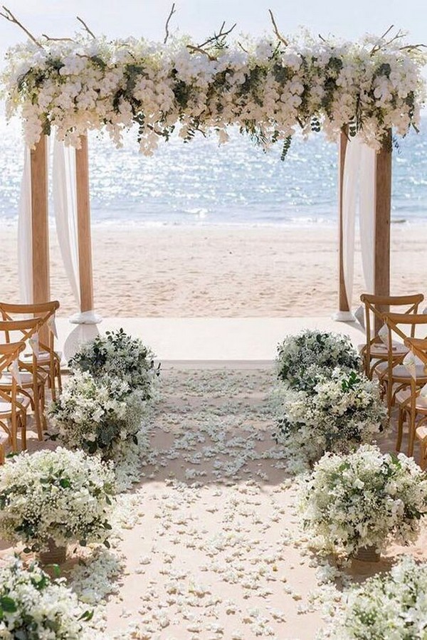 beach wedding arch and aisle ideas with white orchids