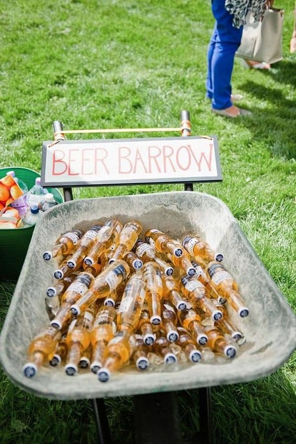 beer barrow outdoor wedding drink station