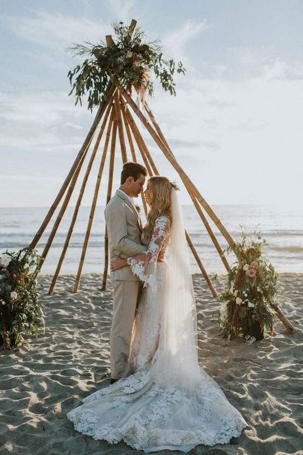 boho chic beach wedding backdrop ideas