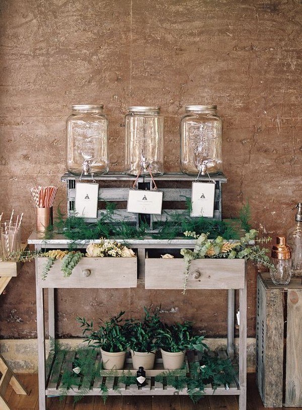 country rustic wedding drink station
