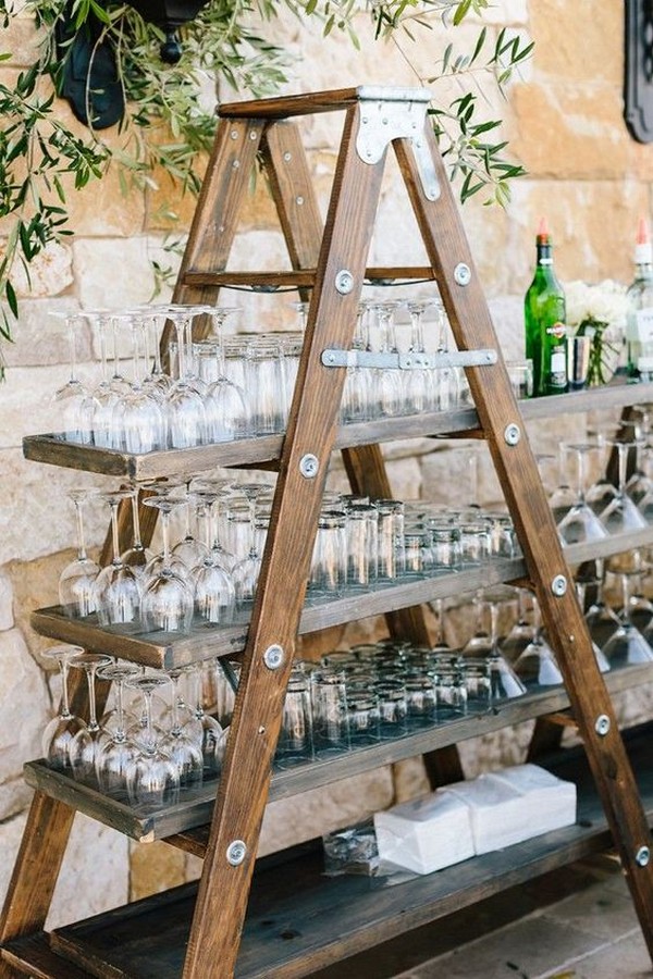 creative wedding drink serving ideas with vintage ladder