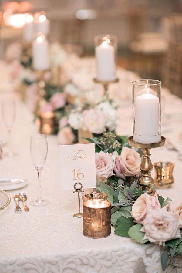 neutral wedding centerpiece ideas for long table