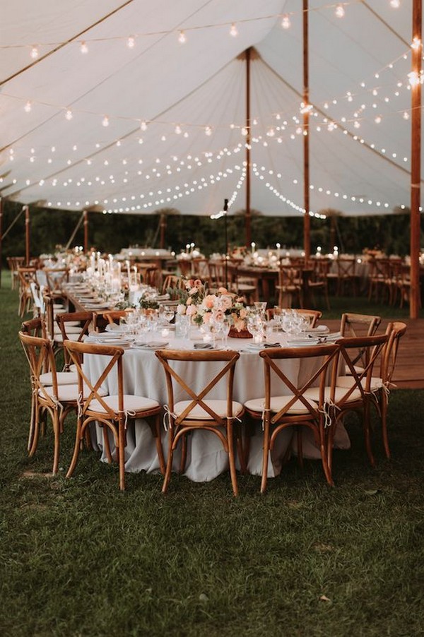 tented wedding reception ideas with string lights