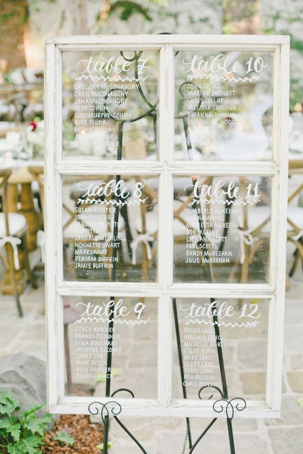 vintage window DIY wedding seating chart