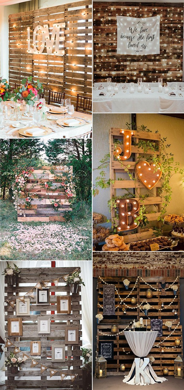 country rustic wooden pallets wedding backdrop ideas