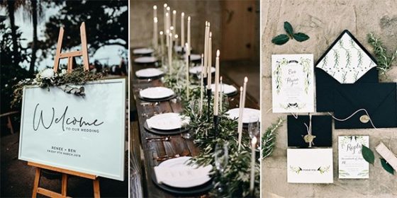 green black and white wedding ideas