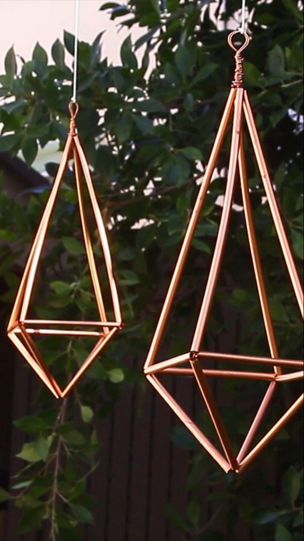 hanging copper geometric wedding decorations