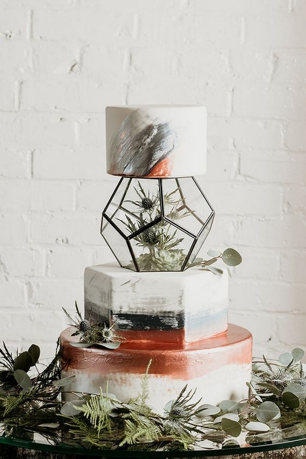 industrial copper and gray wedding cake
