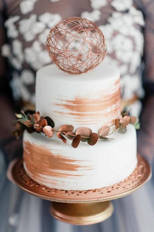 modern copper wedding cake ideas