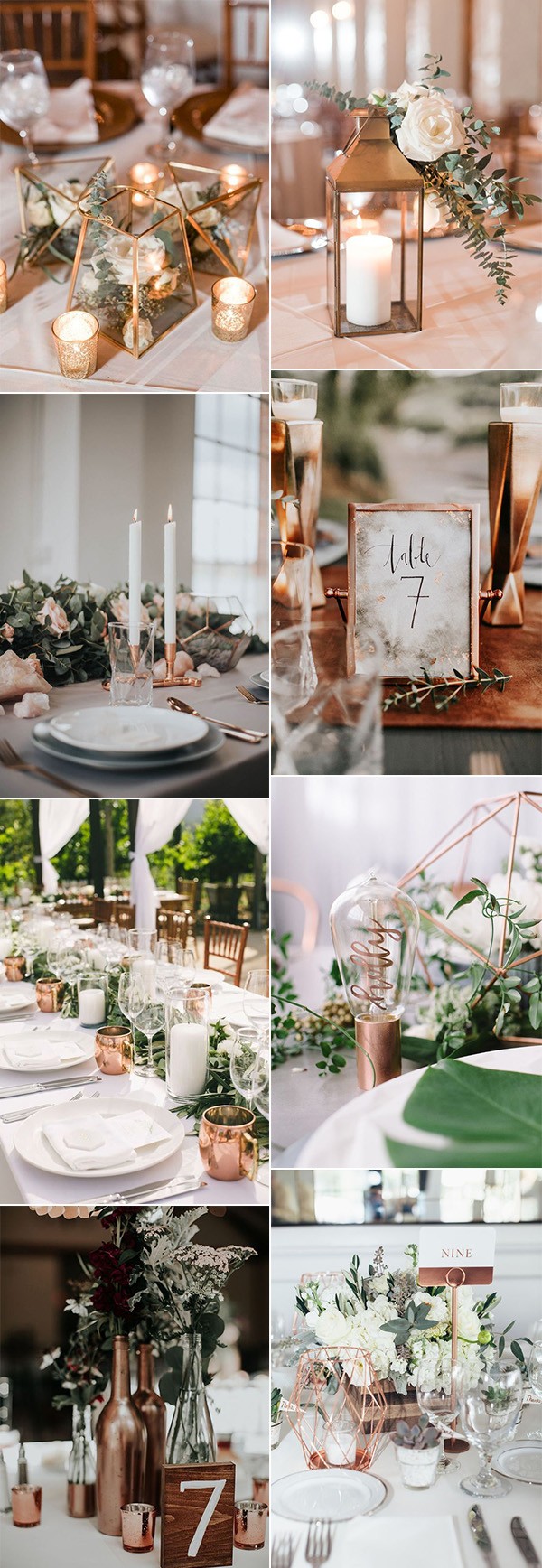 trending copper and greenery wedding centerpieces