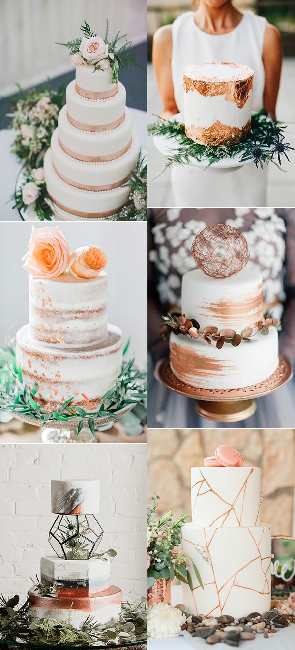 trending modern copper wedding cakes