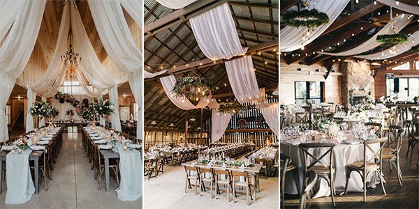 barn wedding reception ideas with drapery