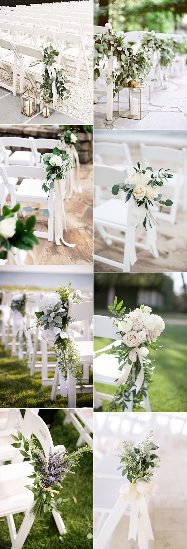 elegant outdoor wedding ceremony decoration ideas with white chairs